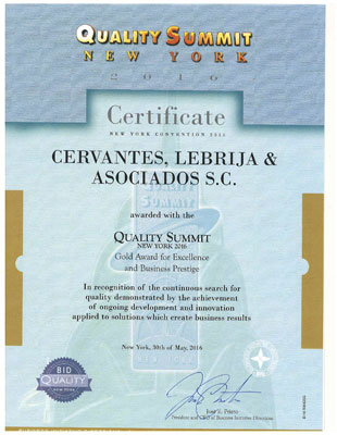 Reconocimiento Despacho Cervantes Lebrija y Asociados