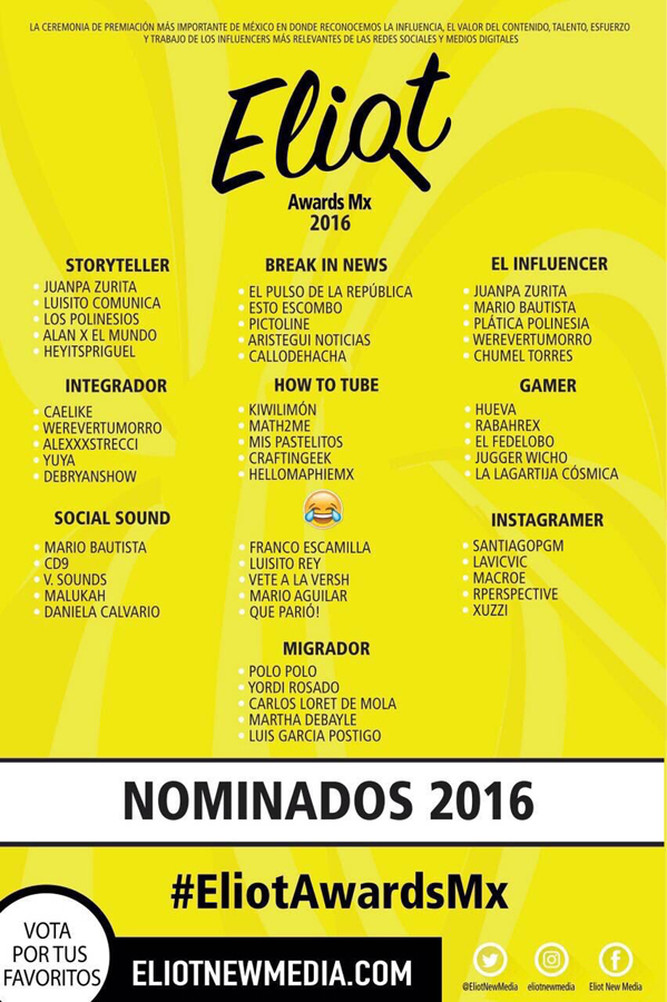Nominados Eliot New Media Awards