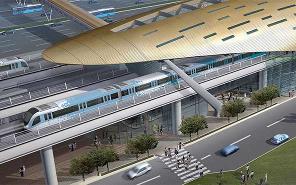 Estación y tren en Dubái